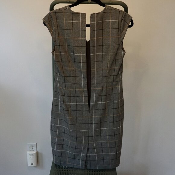 Ann Taylor Grey Checked Sheath Dress Size 2 Petite - Picture 3 of 8